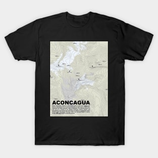 Summit Solitude: Aconcagua Elevation Map T-Shirt